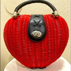 VooDoo Vixen Monroe Red Woven Heart Purse Handbag